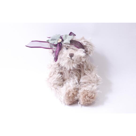 Radcliffe, Russ Berrie, Teddie Bear with Purple Ribbon and Floral Bow, Classic - Picture 1 of 3
